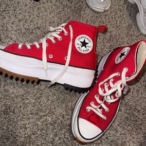 Converse Red and White High-Top Sneakers